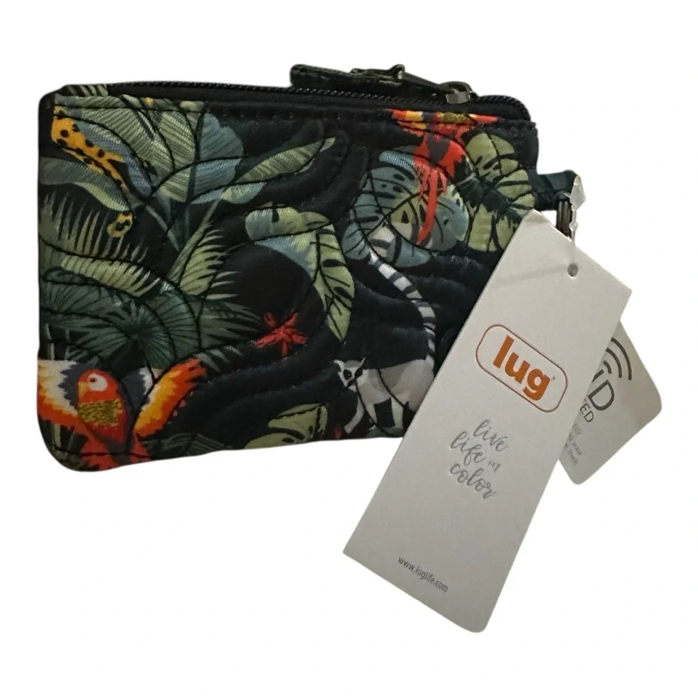 Lug Metro Wildlife Black Quilted Wallet with‎ Keychain NWT $33 MSRP